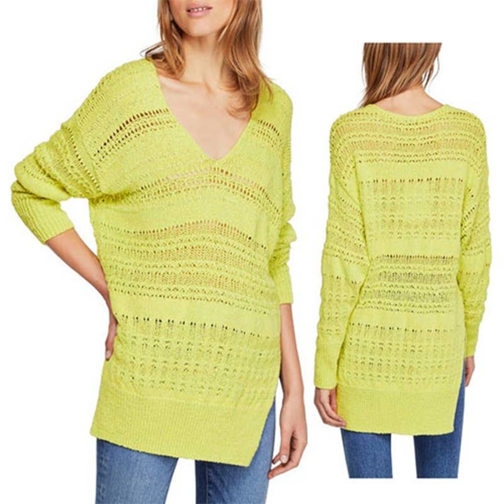 Free People Hot Tropics V-Neck Sweater NWOT Small - Picture 1 of 6
